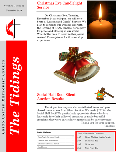 screenshot of December 2019 newsletter