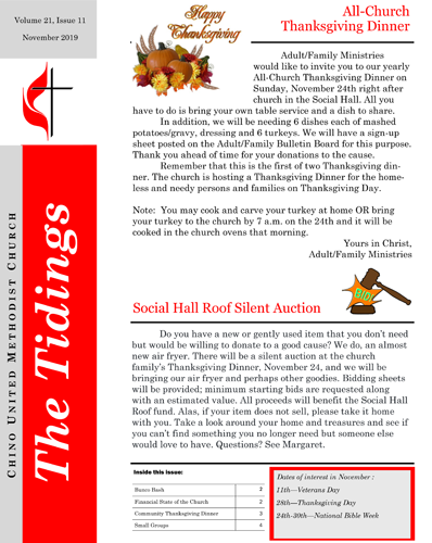 screenshot of November 2019 newsletter